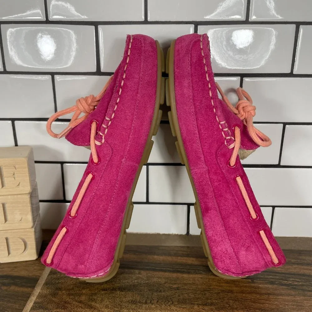 Cole Haan Grant Driver Youth Girl's Size 3.5 Shoes Pink Suede Grand OS Moccasin